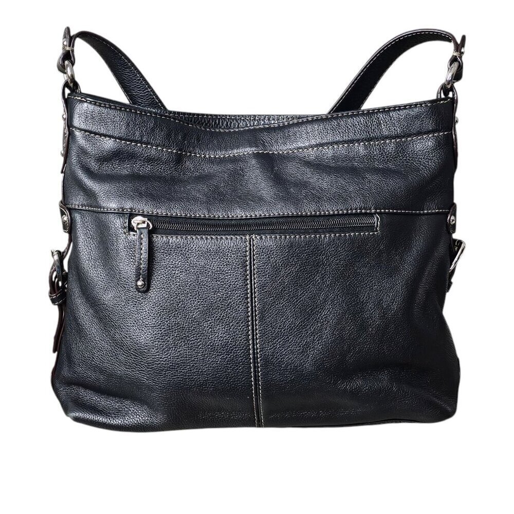 Tignanello Pebble Leather Bag Hobo Moto Slouchy Black Shoulder Handbag - Picture 9 of 14